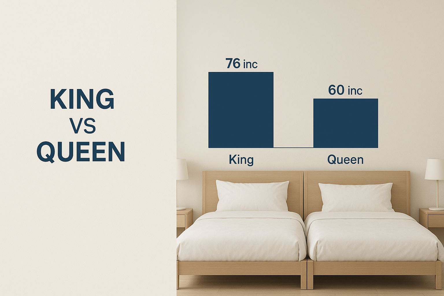 Infographic about dimensions of king bed vs queen