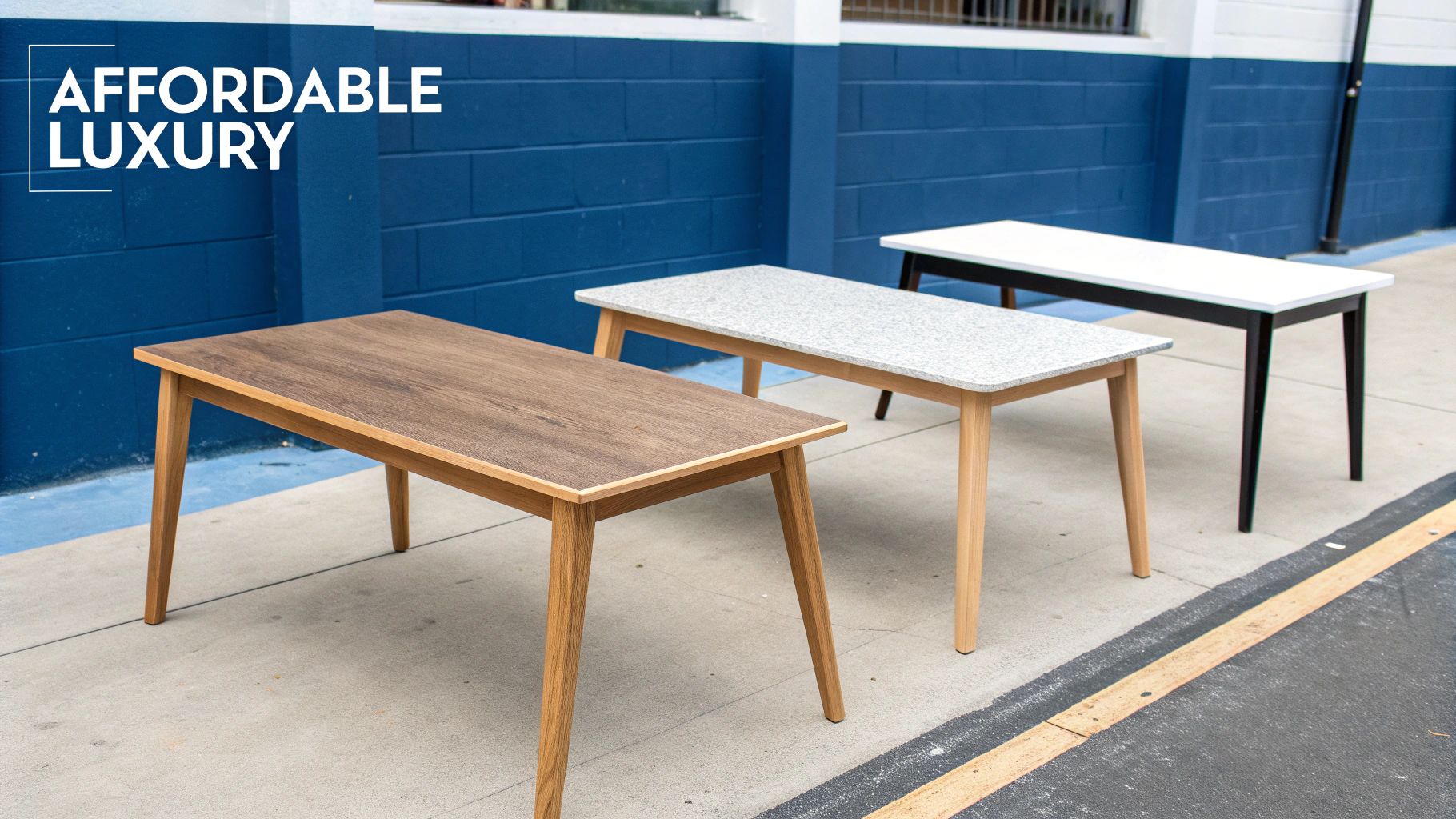 Sintered stone tabletop on a small rectangular dining table