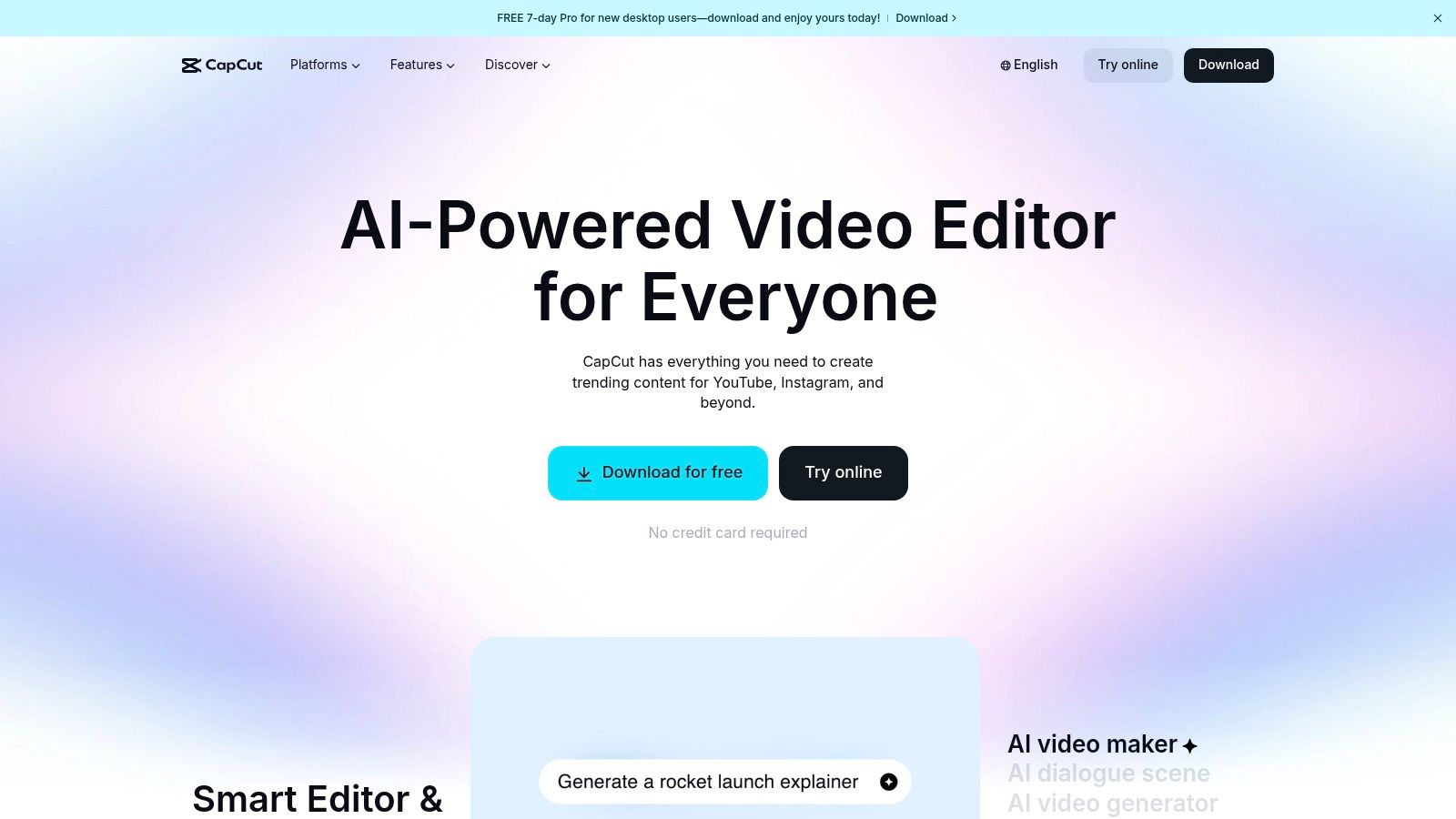 CapCut video editor interface showing editing tools and timeline