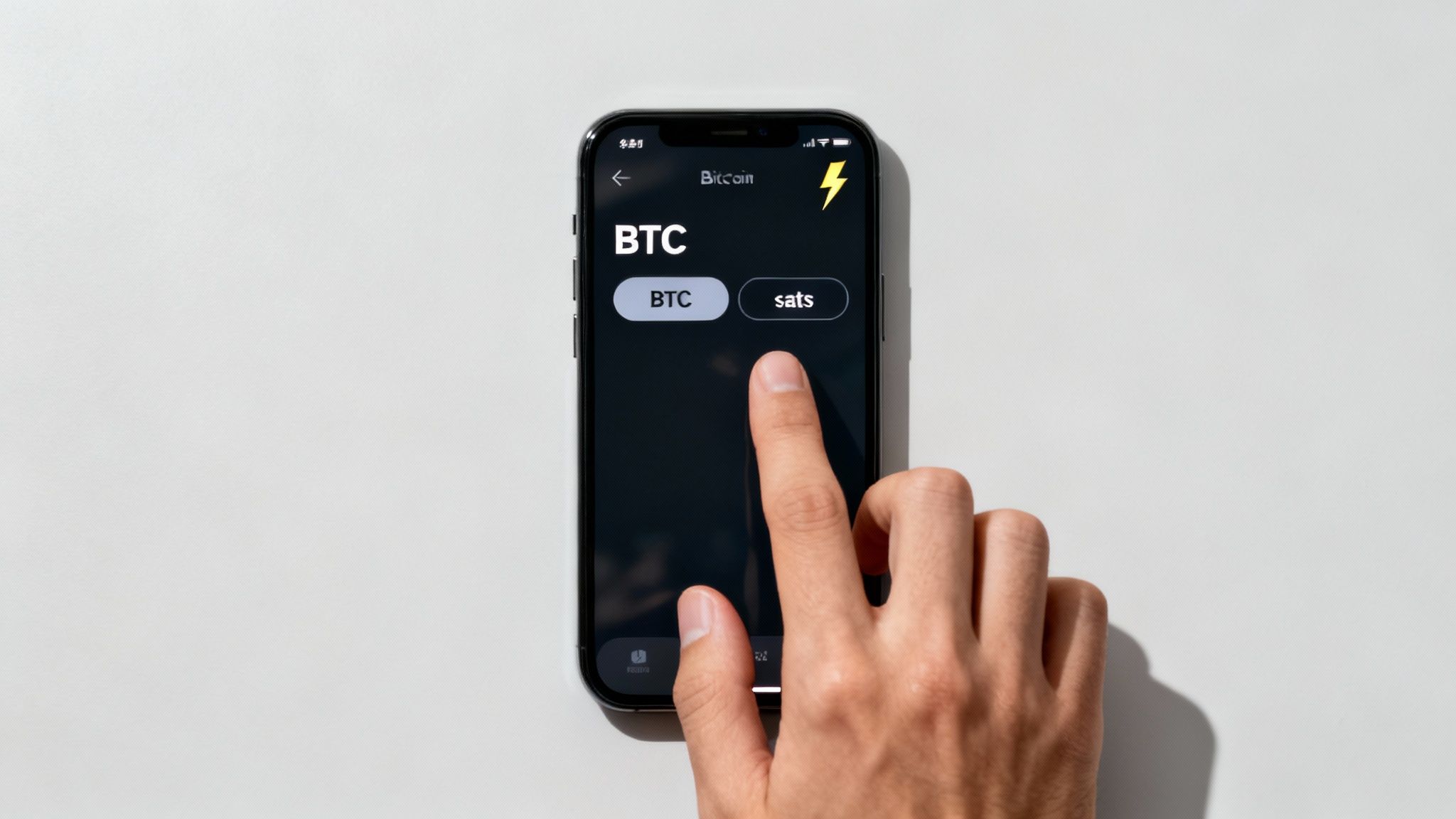 Eine Person benutzt eine moderne Bitcoin-Wallet auf einem Smartphone.