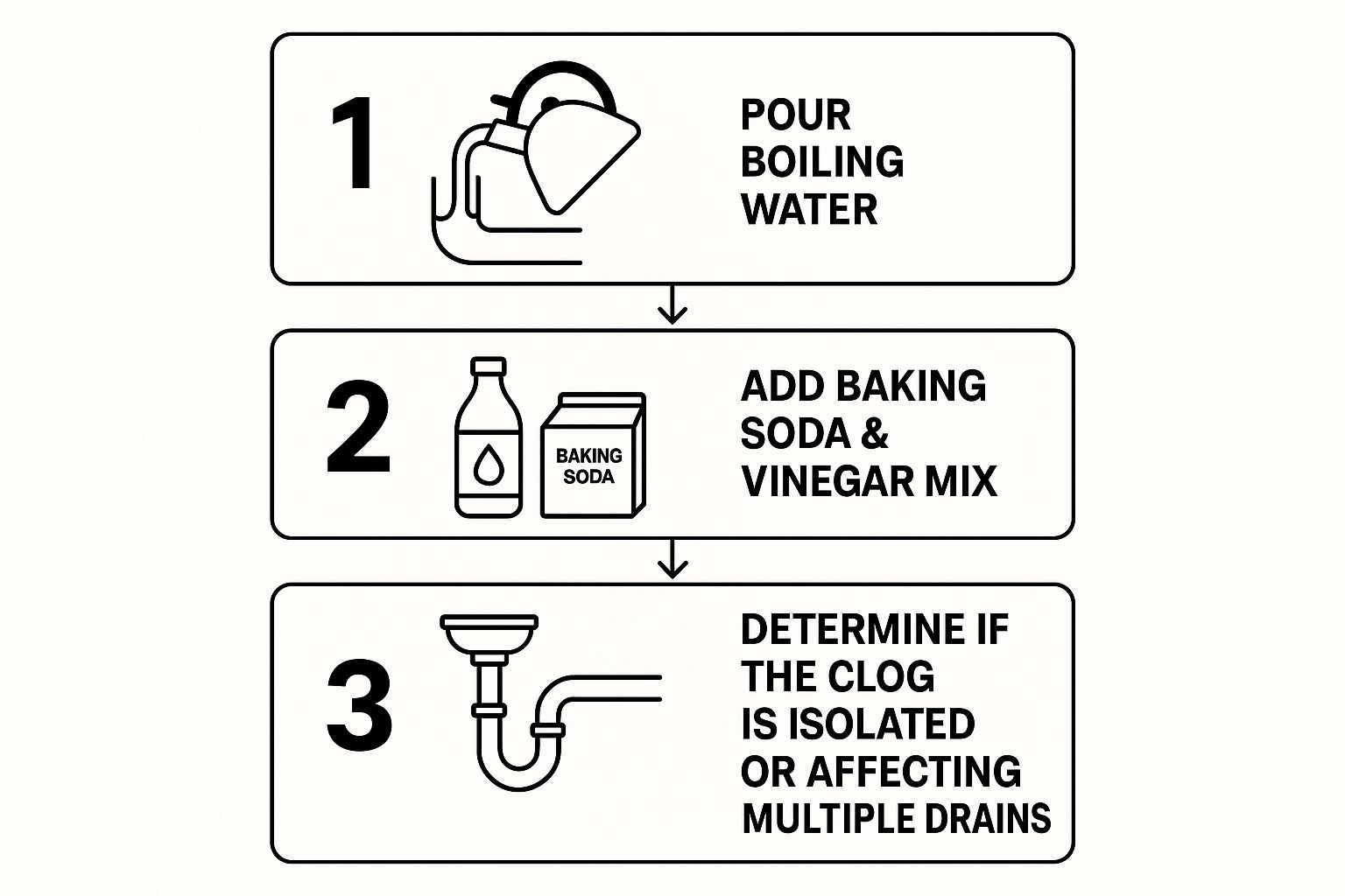 Infographic about how to clear a blocked drain