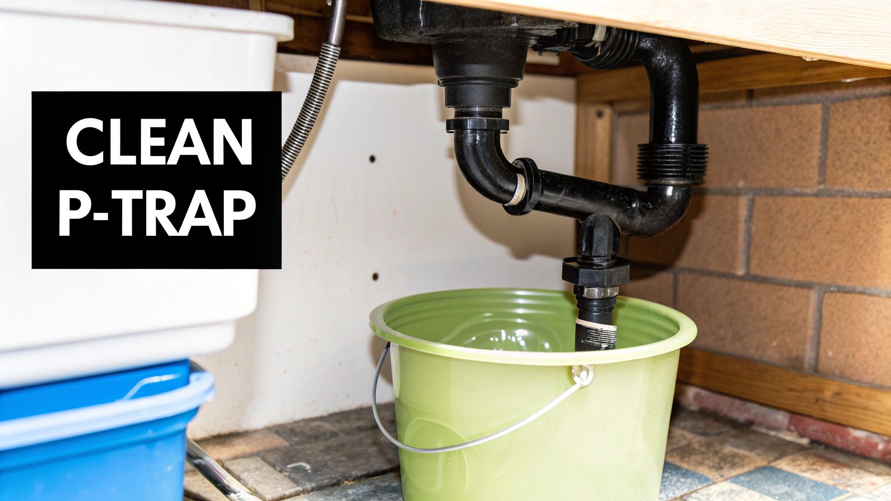 Cleaning a P-trap under a sink