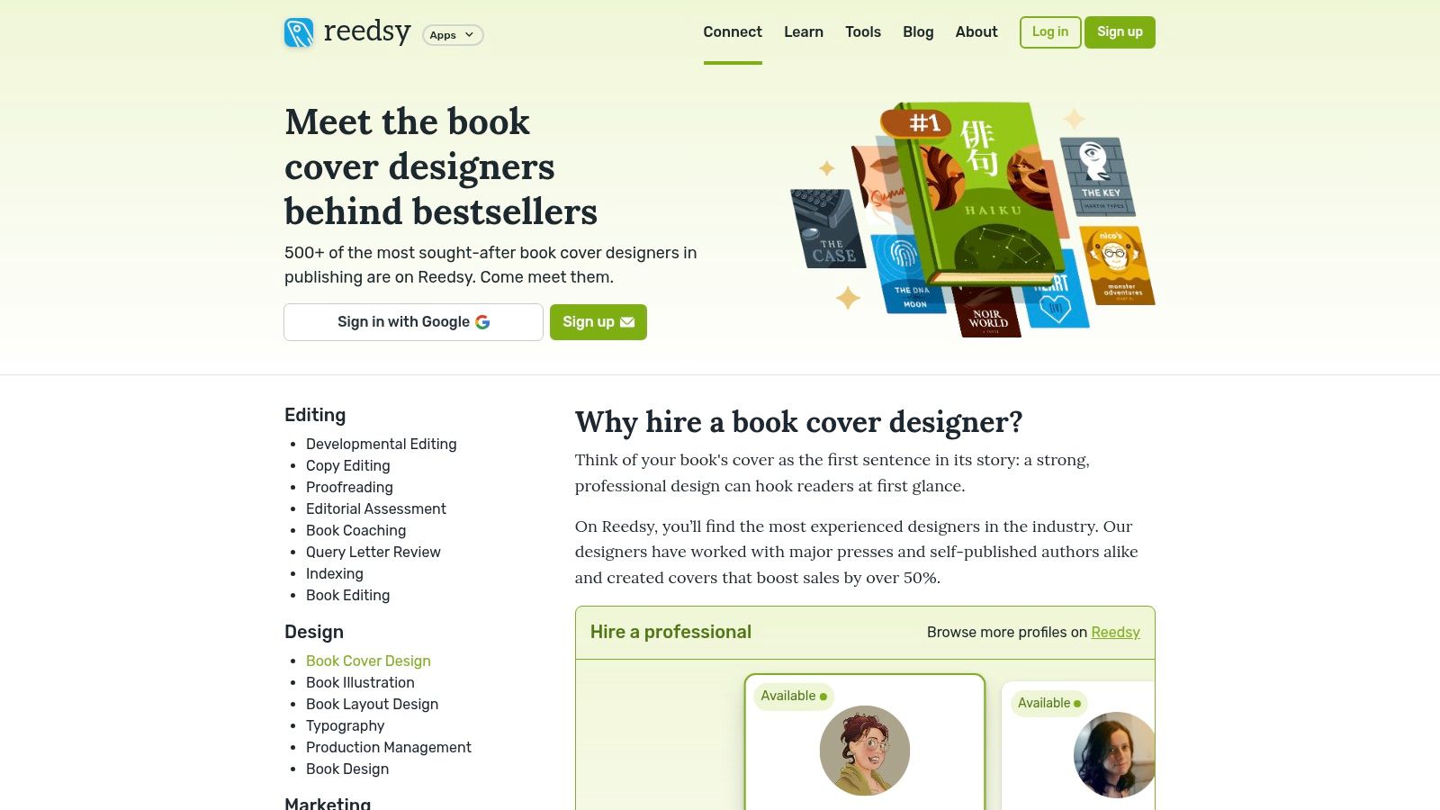 Reedsy's gallery of professional book cover designers