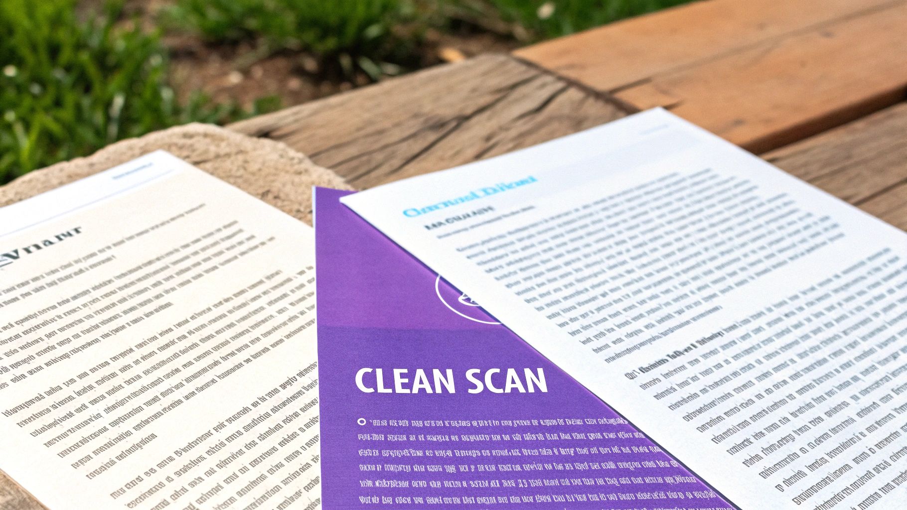 A magnifying glass hovering over a document, symbolizing a close inspection of image quality.