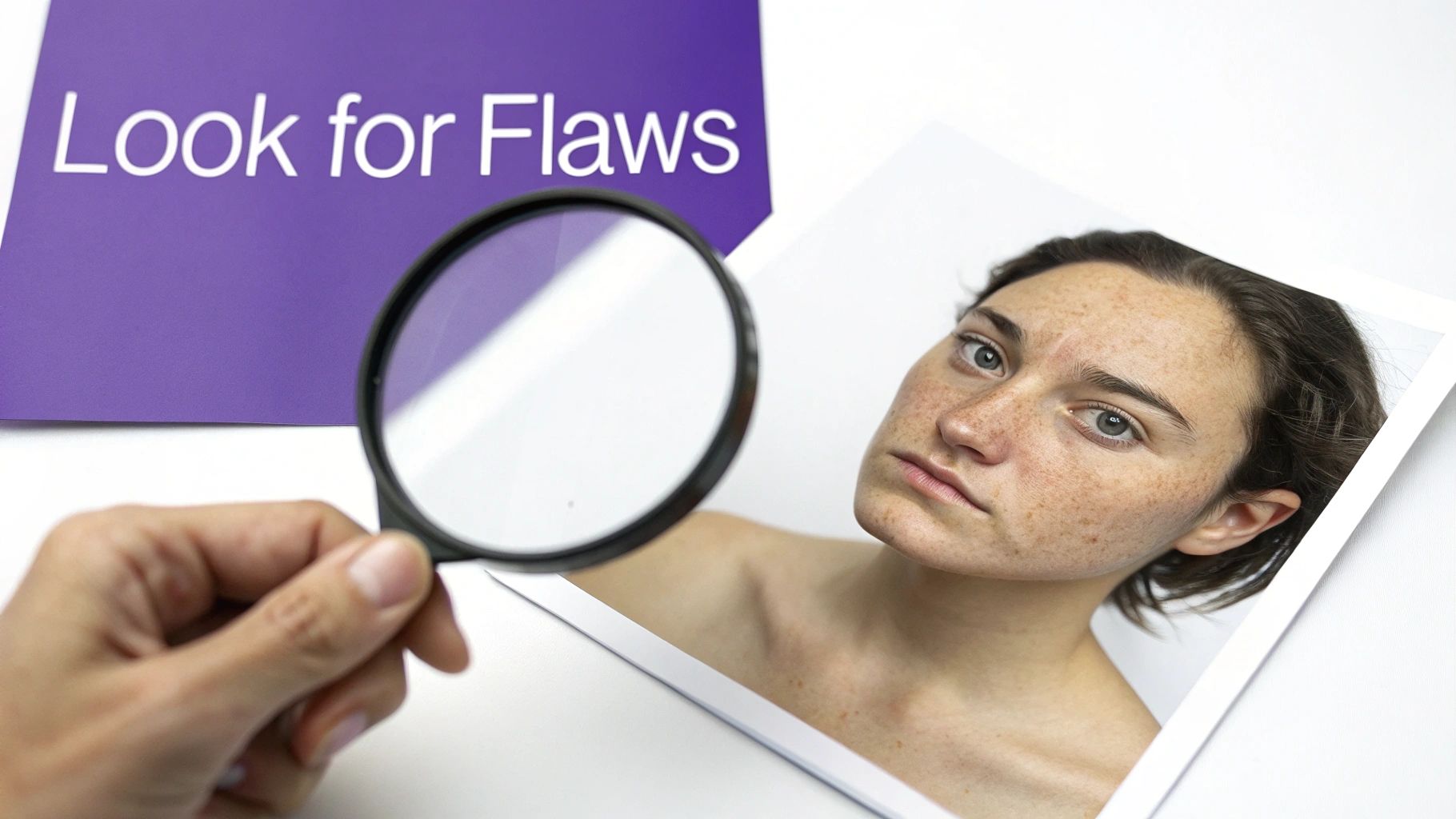 An artistic rendering of a human eye with digital data overlays, symbolizing manual inspection of AI images.