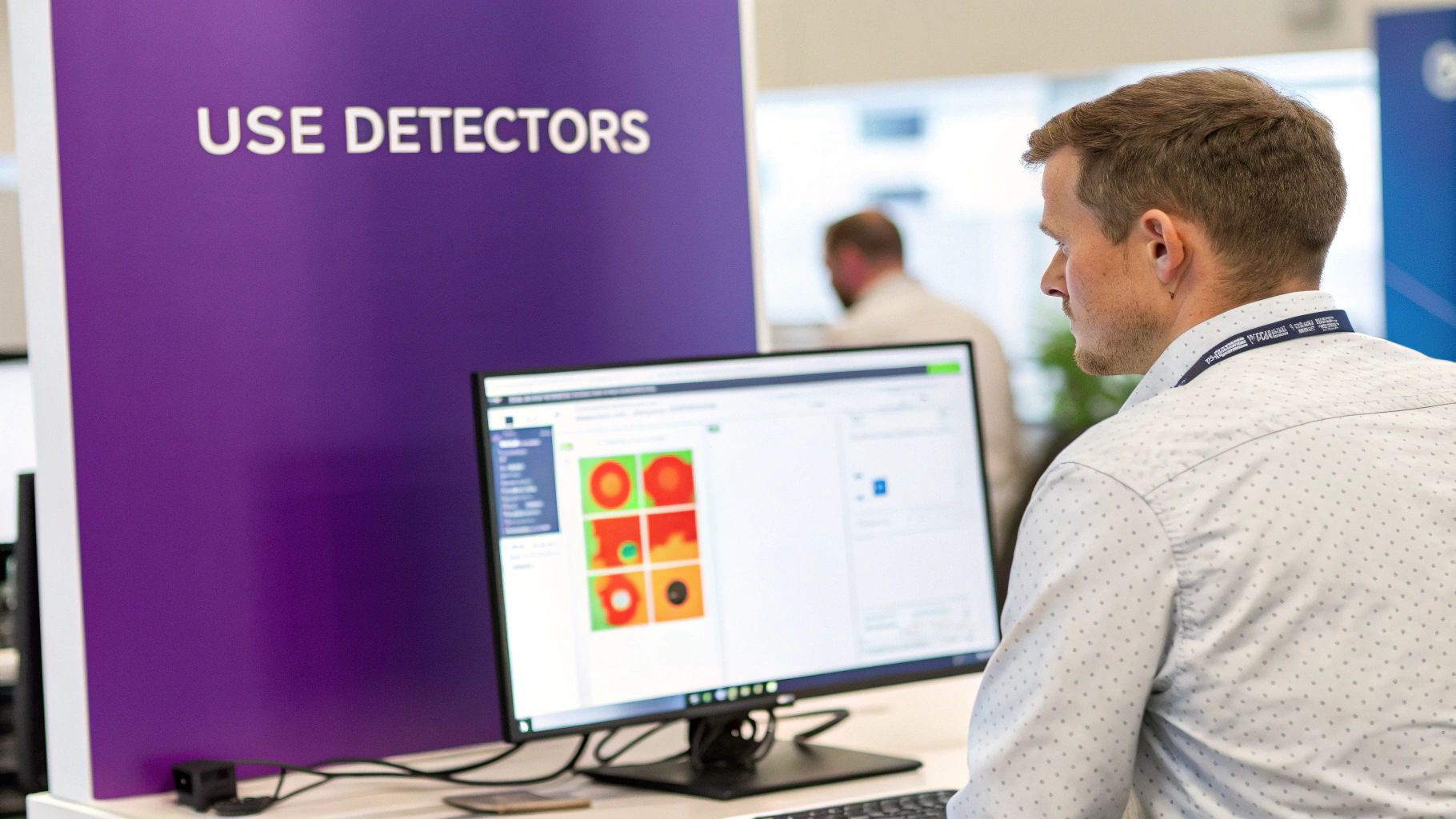 A comparison chart of different AI image detection tools on a screen