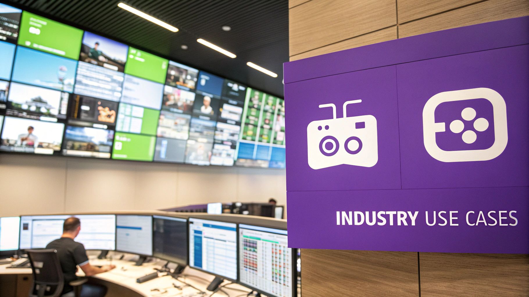 A diverse group of people interacting safely on social media platforms, e-commerce sites, and gaming communities, representing different industries using content moderation.