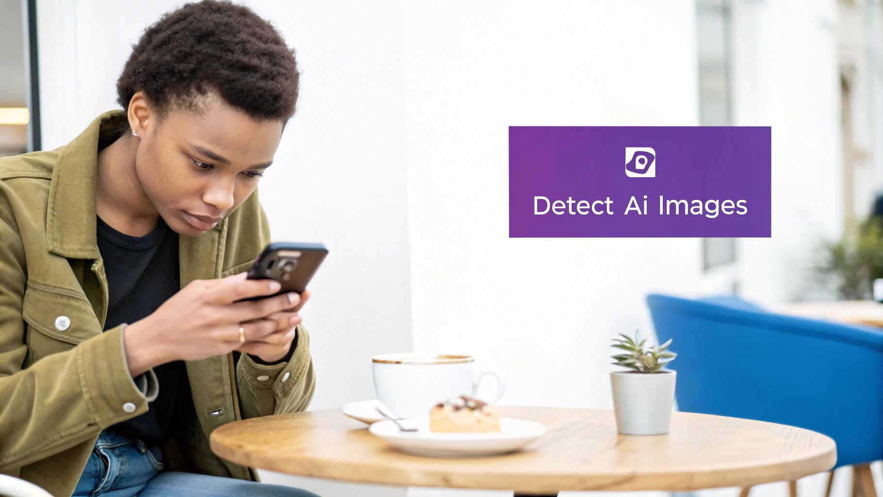 A person closely examining a digital image on a screen for signs of AI generation