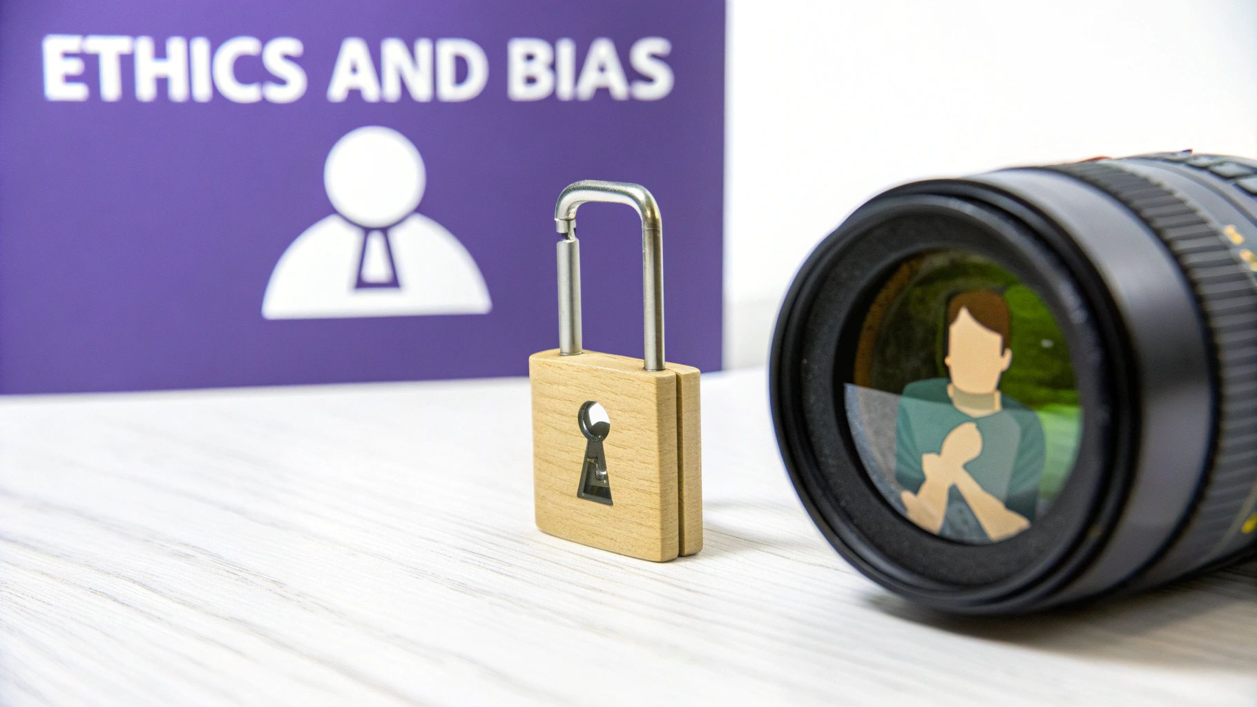 A stylized image showing a lock superimposed over a human eye, symbolizing privacy and security in AI vision.