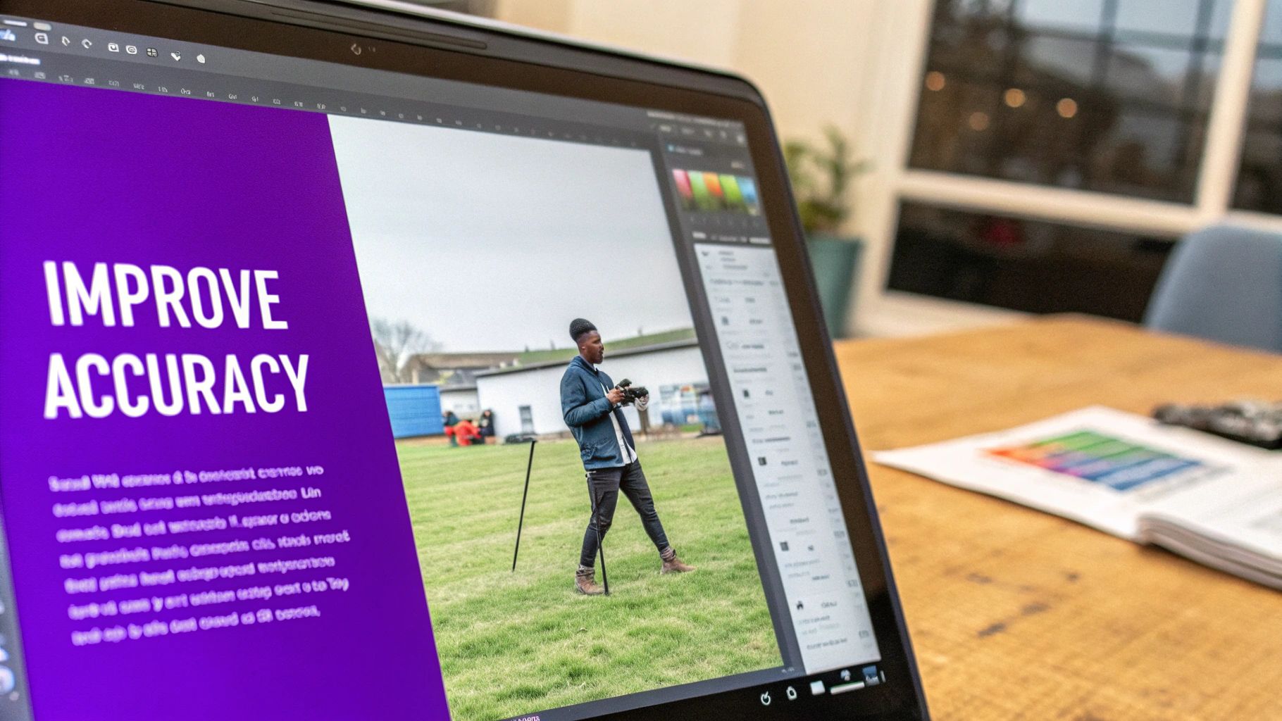 A person adjusting the settings on a digital interface to enhance image quality before conversion.