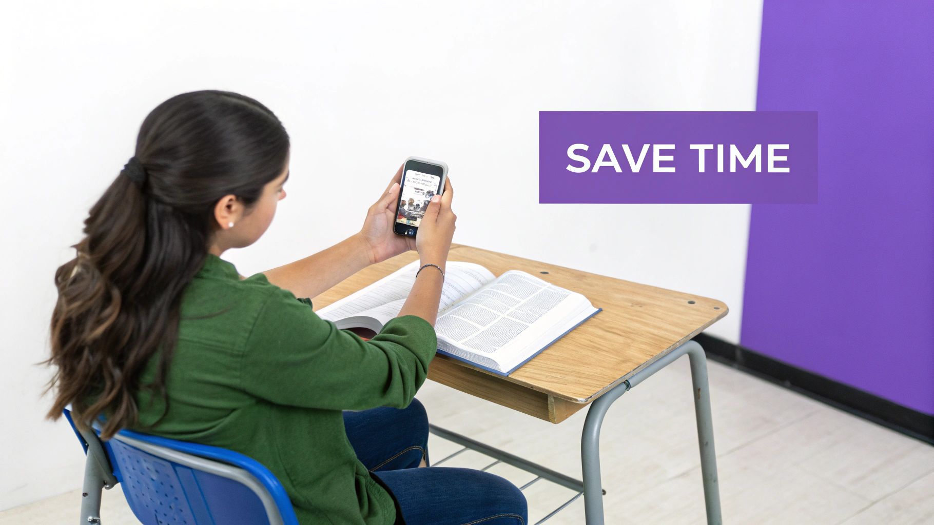 A person scanning a document with their smartphone to extract text.