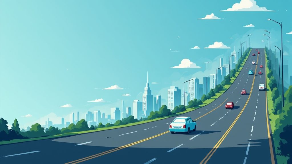 An image showing a small seedling growing into a large, sturdy tree with interconnected roots, symbolizing scalable growth supported by a strong foundation.