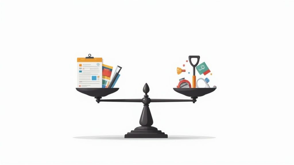 A rocket launching from a laptop screen, symbolizing rapid deployment and innovation.