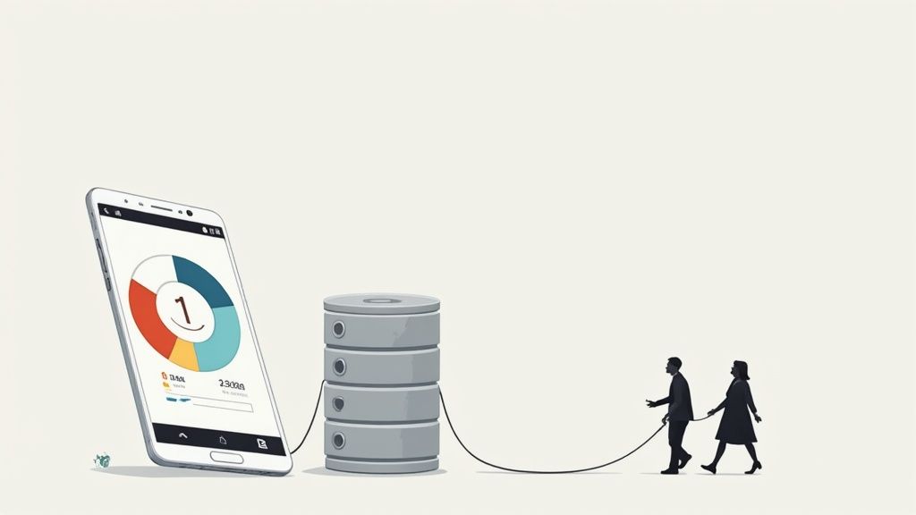 An abstract digital visualization of data flowing through a network, representing database query optimization.