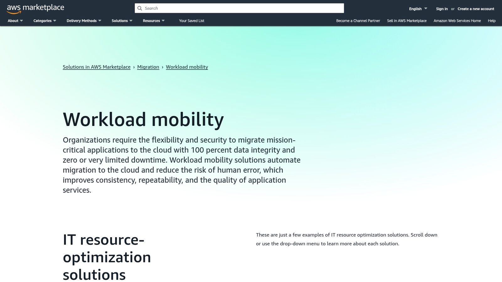 AWS Marketplace – Workload Mobility (Cloud Migration Solutions)
