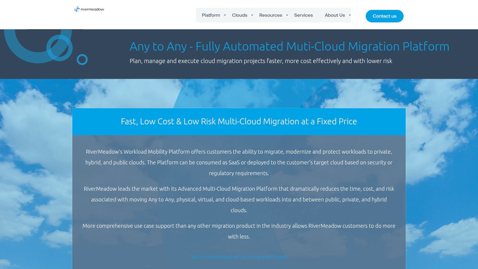 RiverMeadow Workload Mobility Platform
