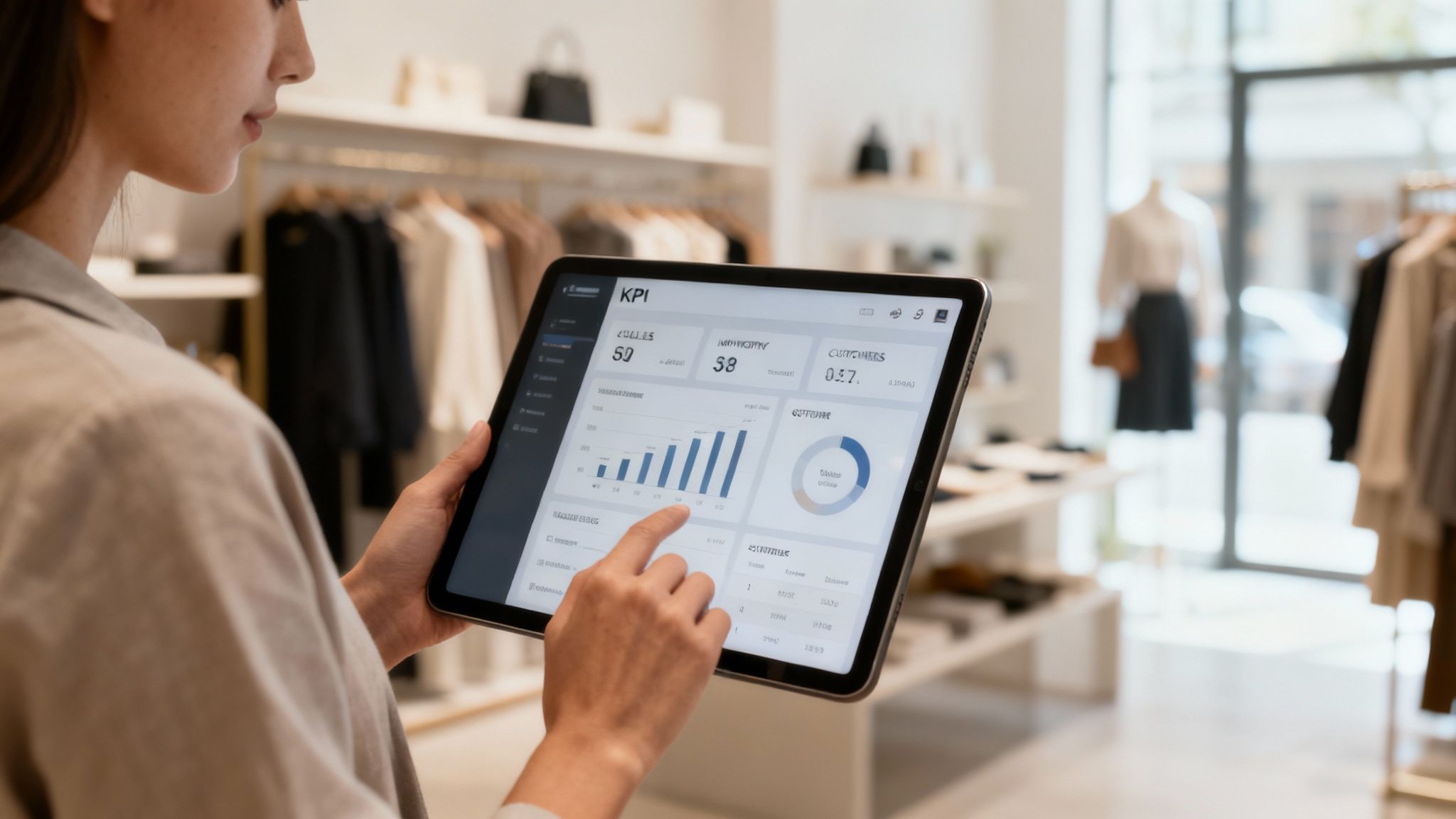 A person at a retail counter using a point of sale system