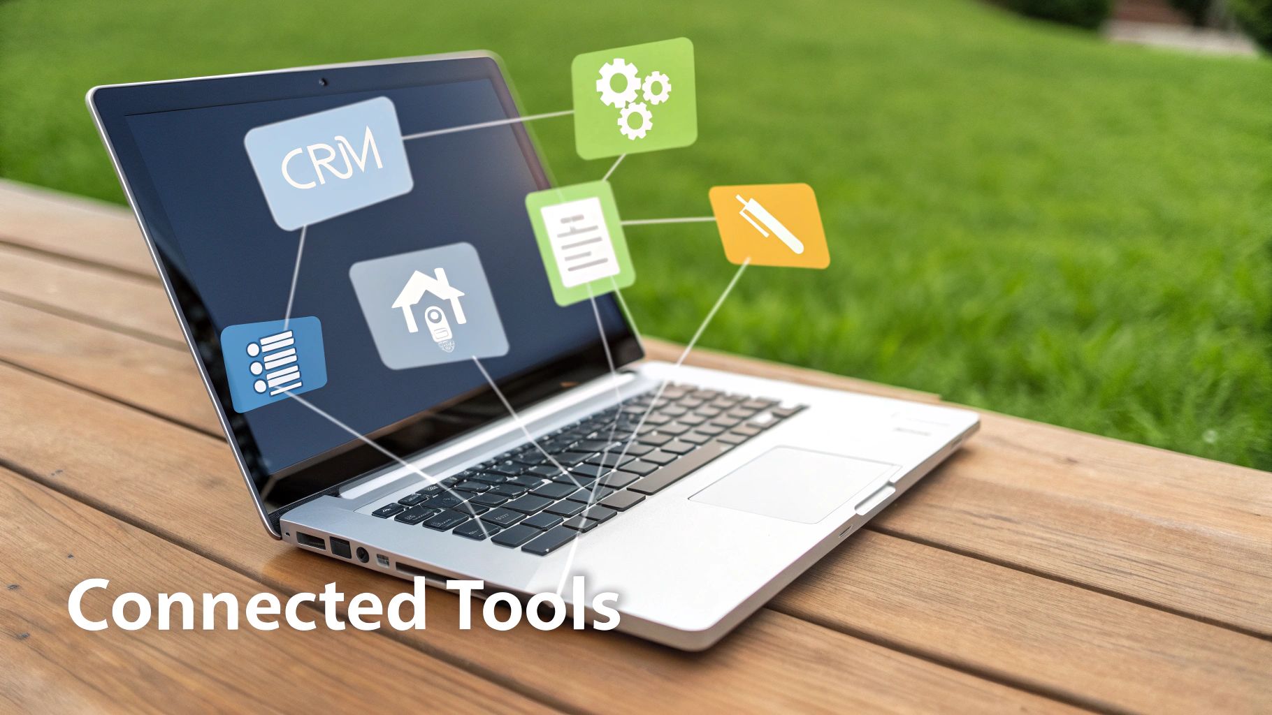 A visual representation of an LMS integrating with various other software platforms through connected data streams.