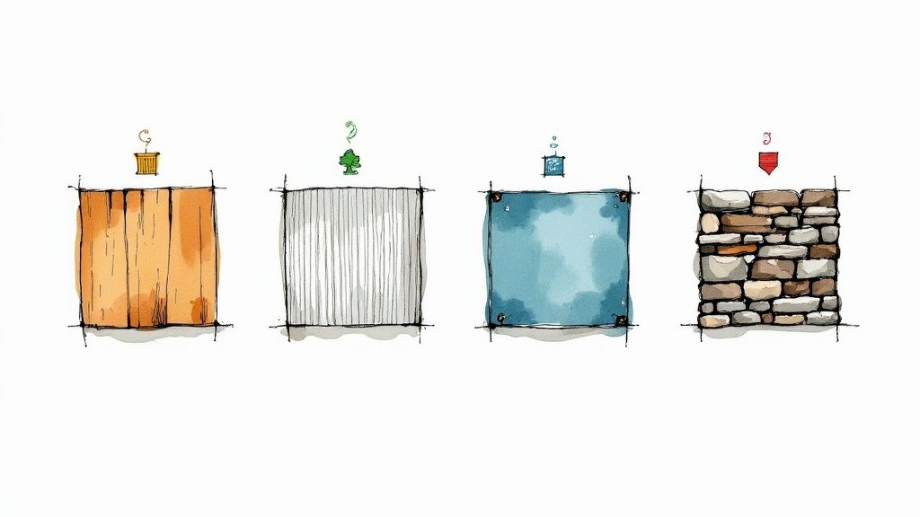 A person working on a raised garden bed made from timber planks in a sunny backyard.