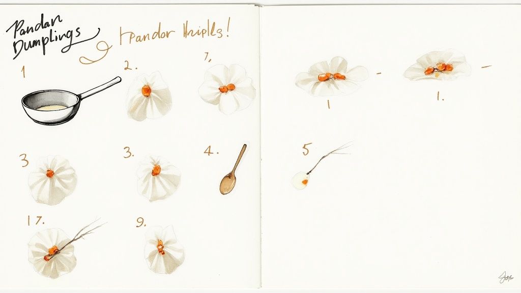 Close-up of a pandan plant leaf showing some yellowing and a brown tip.