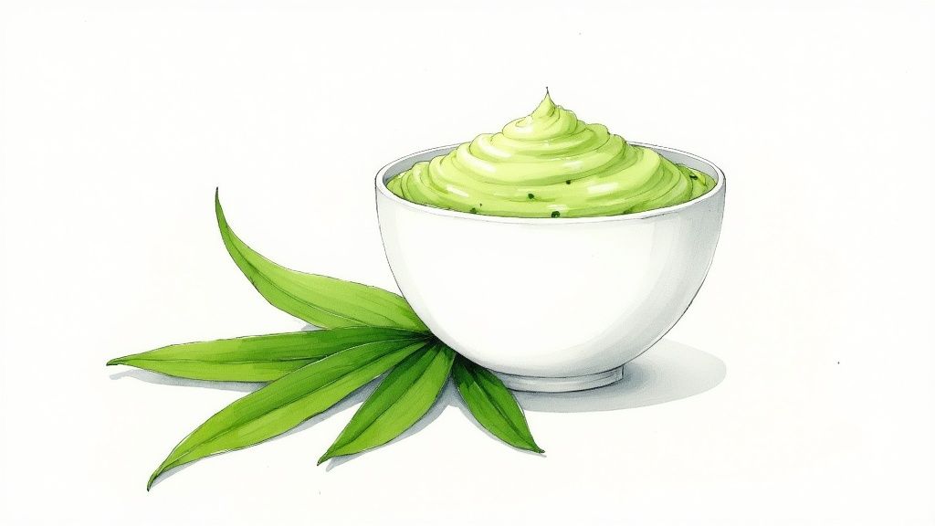 A close-up shot of a pandan plant in a pot, thriving indoors near a window.