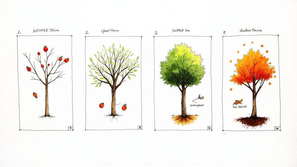 Persimmon seasonal pruning