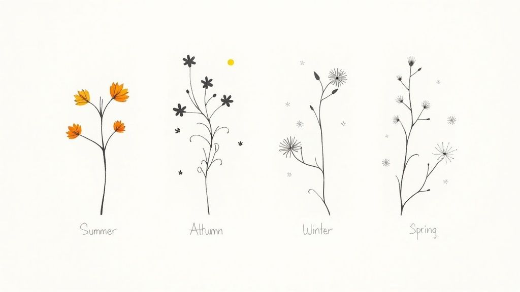 A vibrant mix of flowering shrubs in full bloom, showcasing seasonal variety.