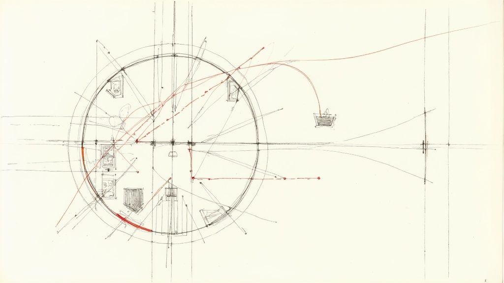 A well-designed garden with lush green plants and stone pathways.