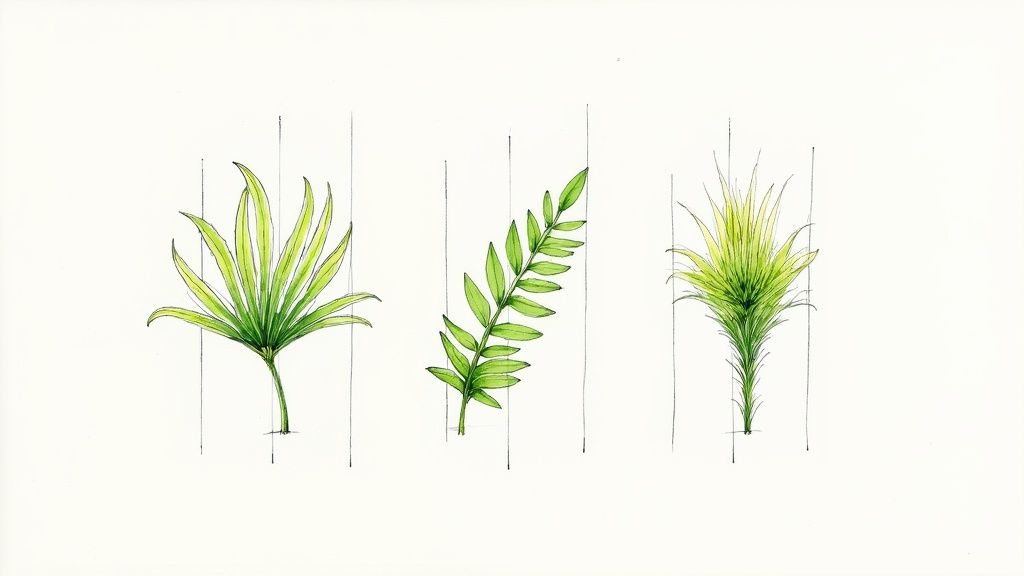 A close-up of the lush, arching leaves of the Renga Renga Lily, creating a beautiful green texture in a shady garden.