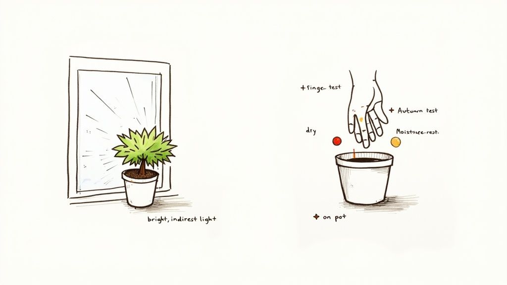 A Pachira plant thriving in a well-lit indoor space.