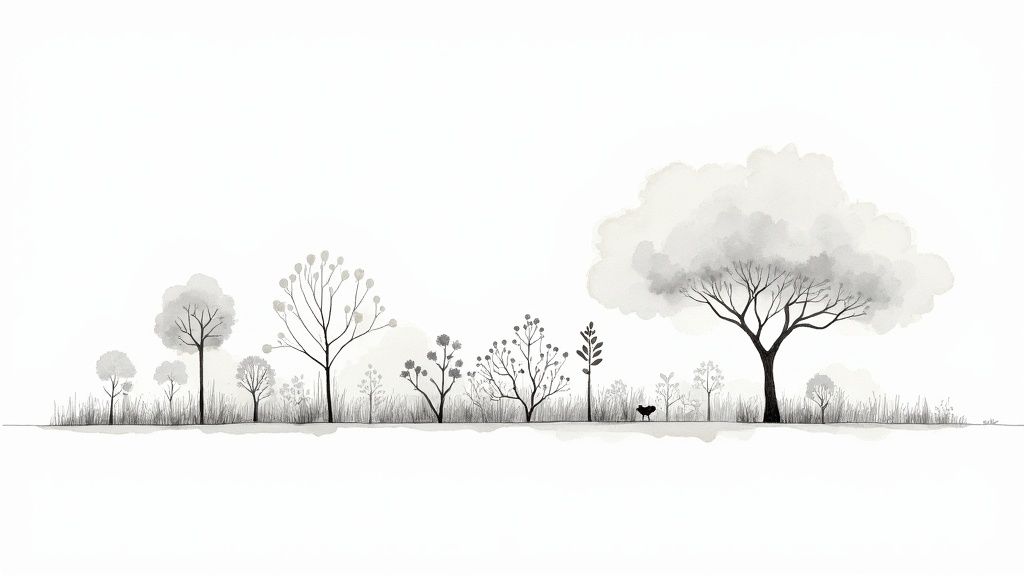 A lush garden featuring native New Zealand Hebe shrubs in bloom.