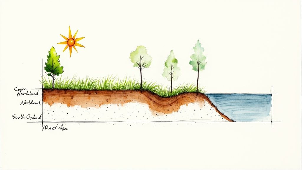 A lush, green fast-growing hedge providing privacy in a New Zealand garden.