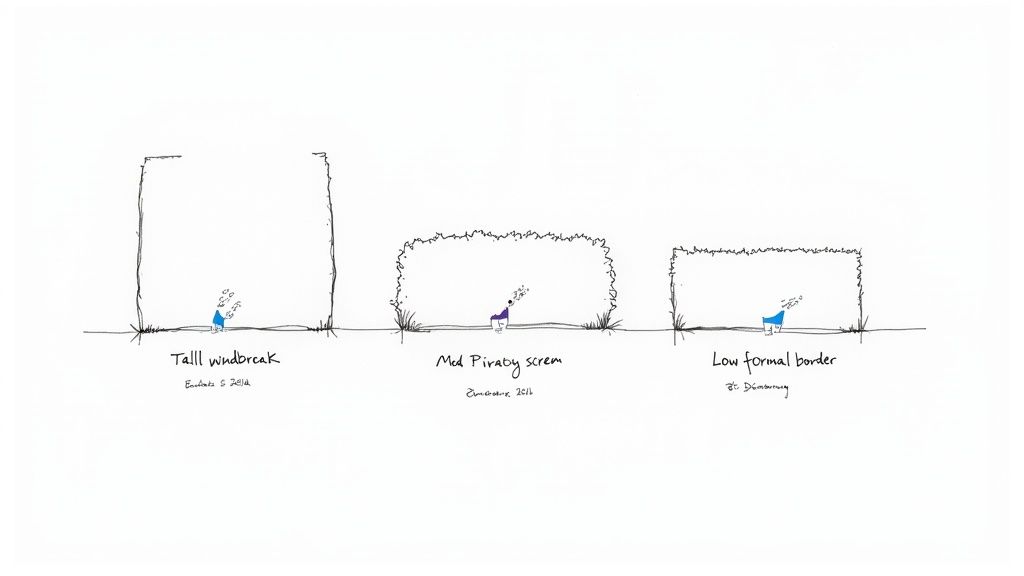 A beautifully manicured green hedge lining a garden path in New Zealand.