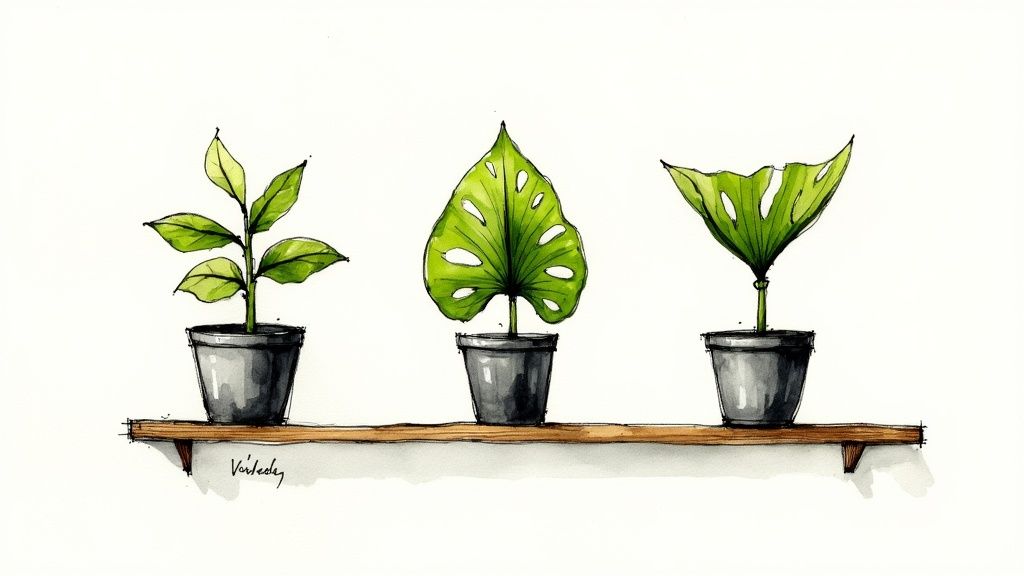 A healthy Fiddle Leaf Fig with large, green leaves in a well-lit room.