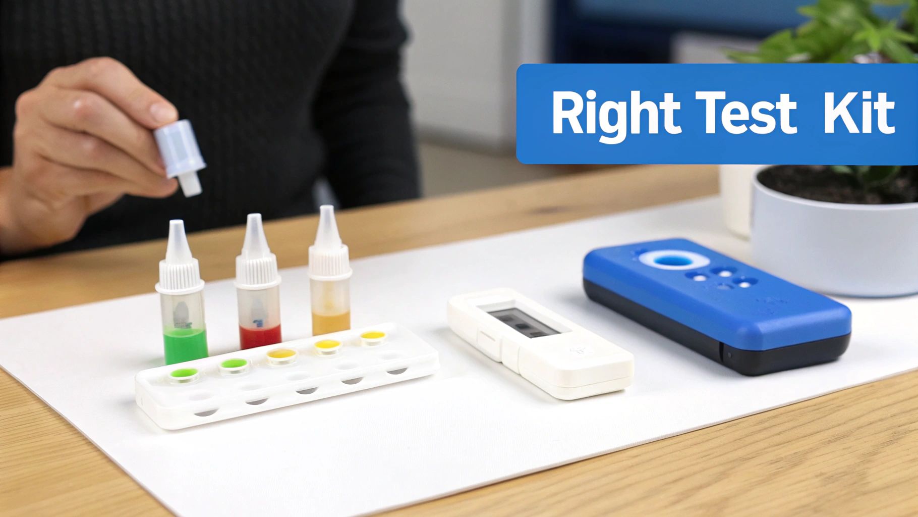 A person in protective gloves holding a petri dish from a home mold test kit, showing mold growth.