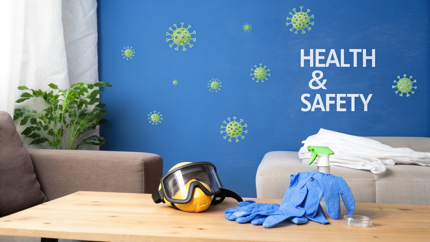 A remediation professional in full PPE stands in a contained area, highlighting the safety protocols involved.