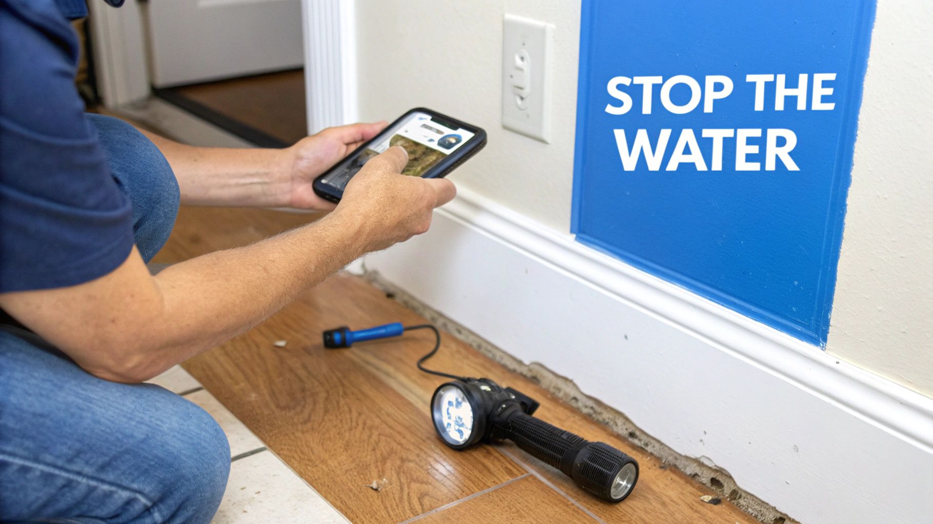 A water-damaged ceiling showing signs of mold growth.