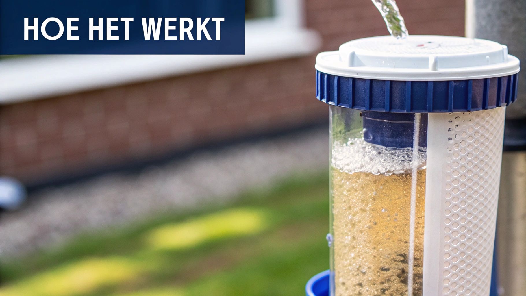Een close-up van helder water dat uit een moderne keukenkraan stroomt