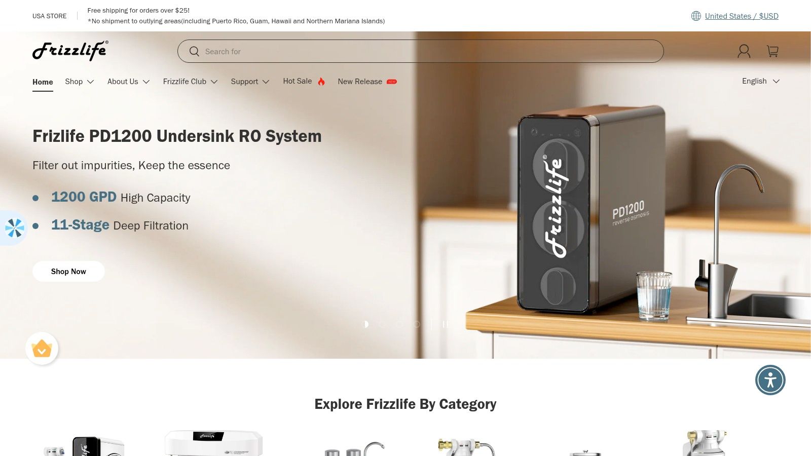 Frizzlife Under Sink Water Filter System MP99