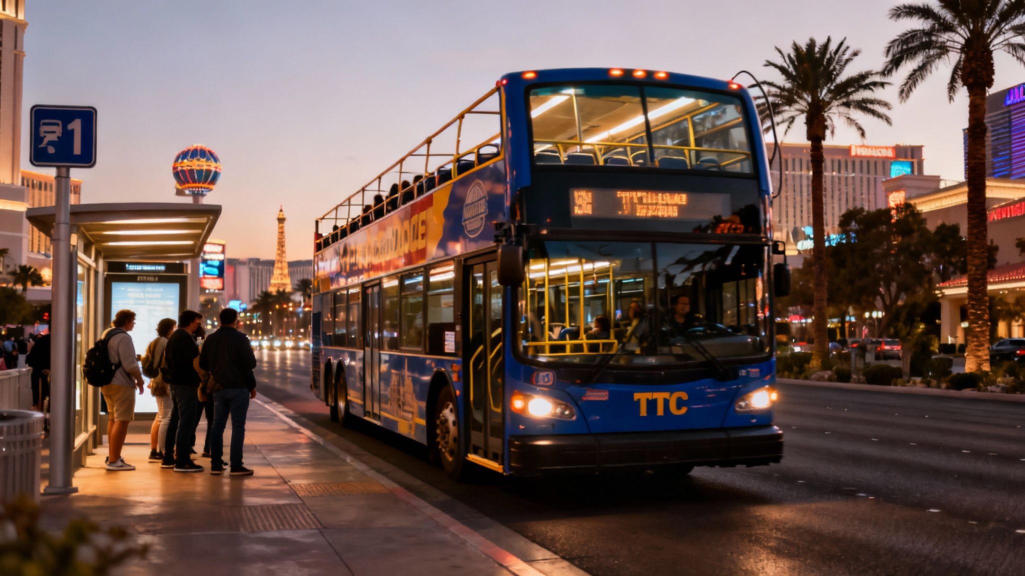 The Deuce double-decker bus on the Las Vegas Strip