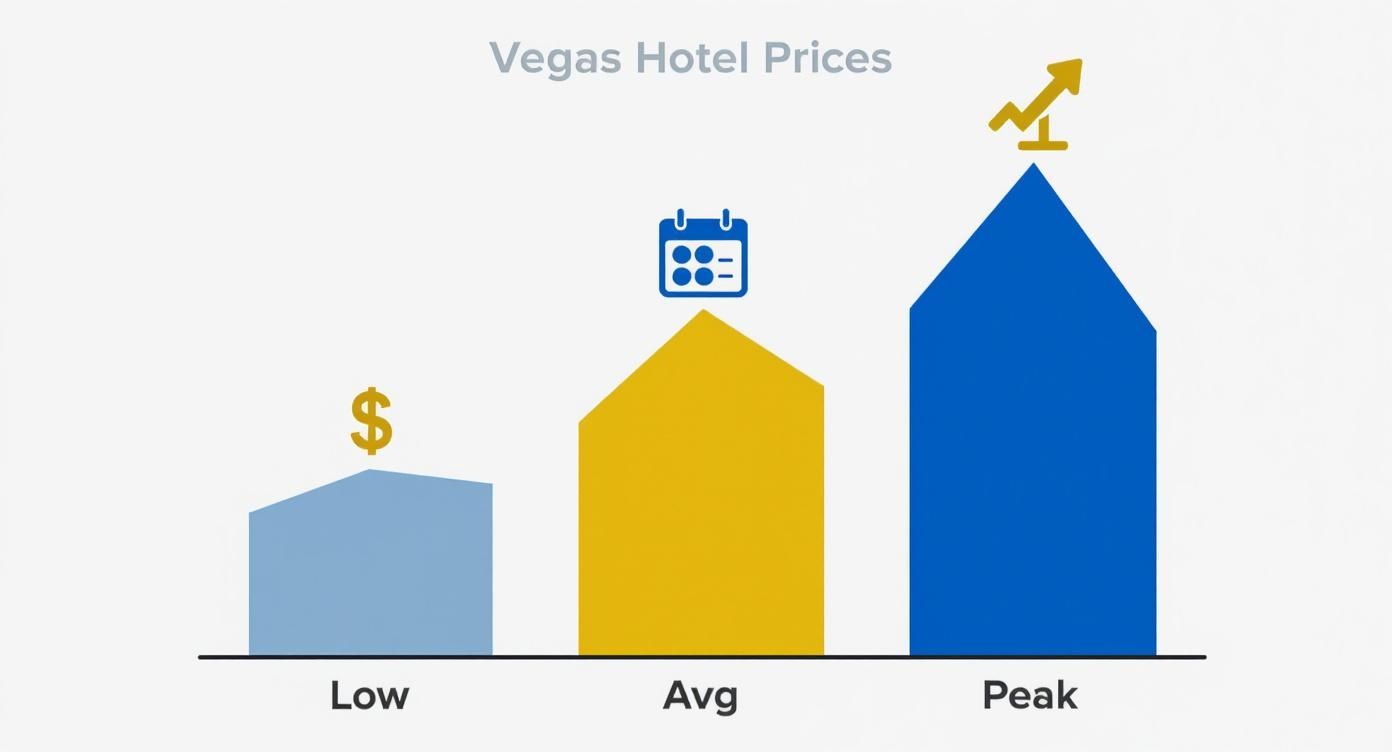 Infographic about best time to book las vegas hotels