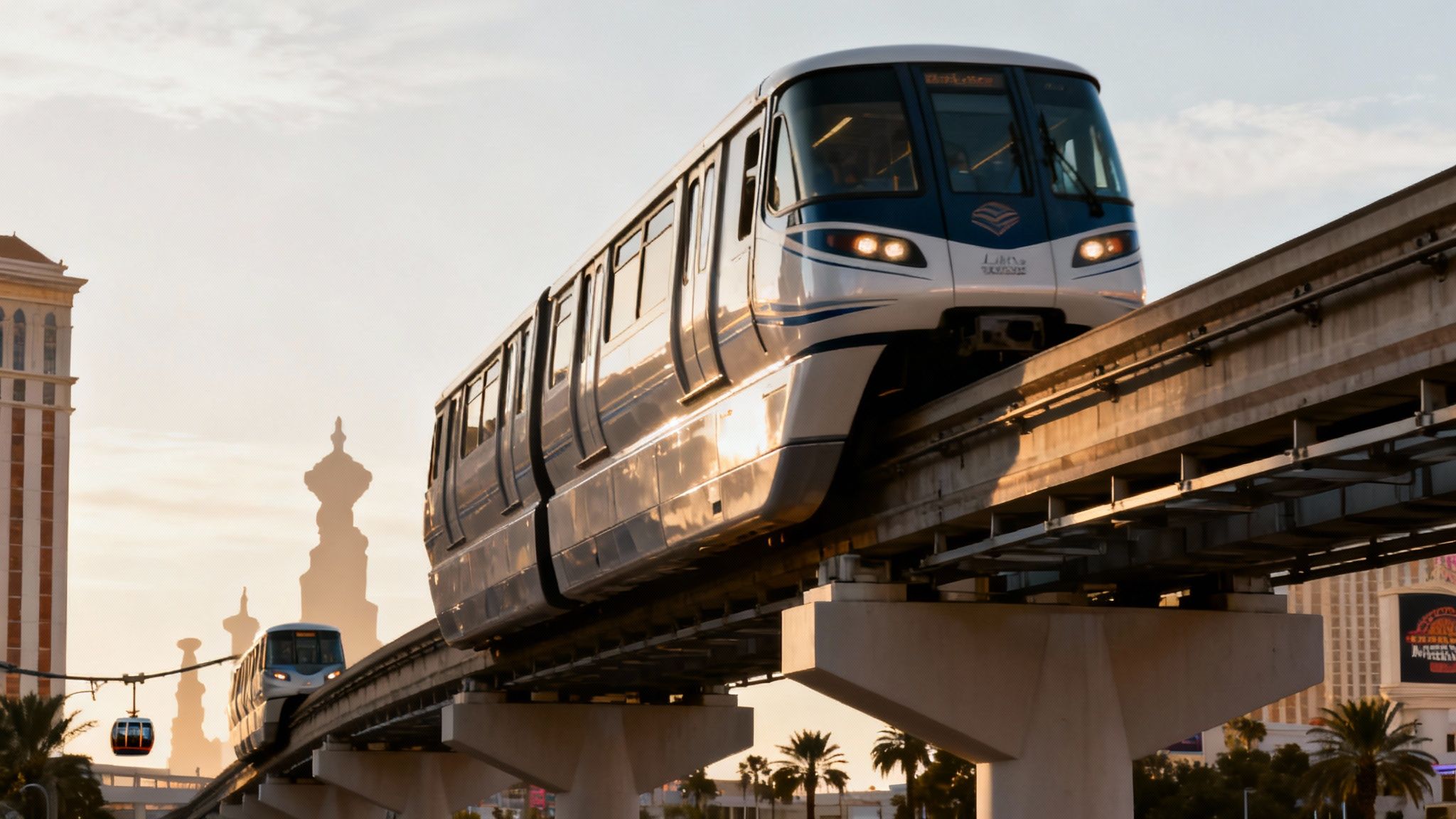 The Las Vegas Monorail moving along the Strip