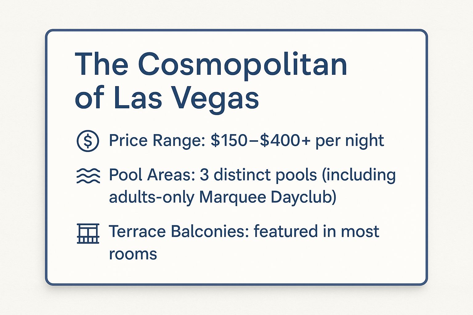 Infographic showing key data about The Cosmopolitan of Las Vegas