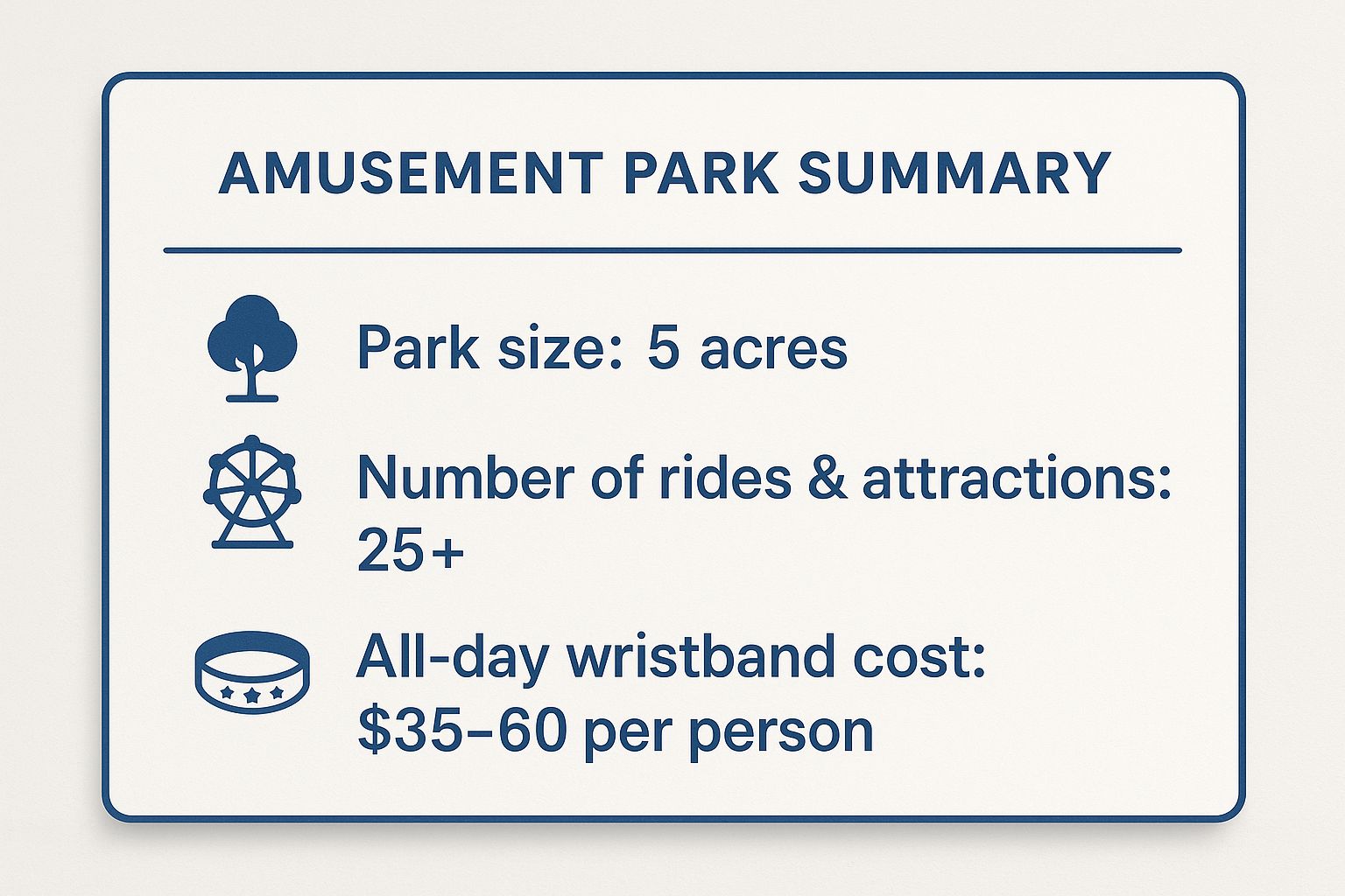 Infographic showing key data about The Adventuredome Theme Park at Circus Circus