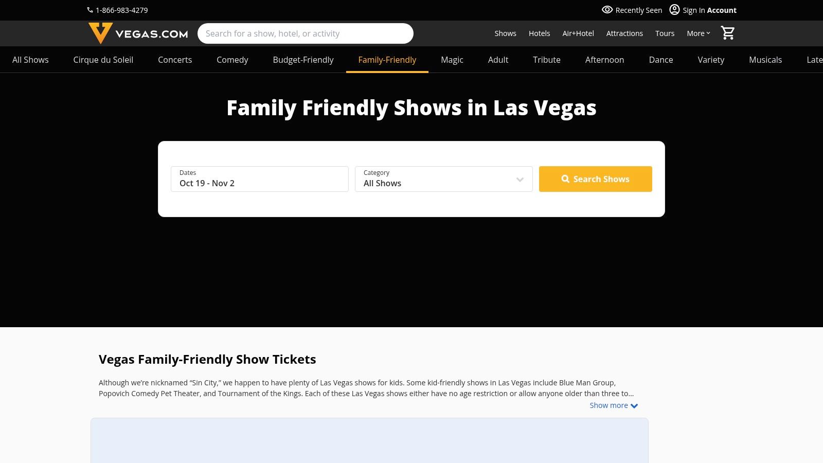 Vegas.com – Family-Friendly Shows