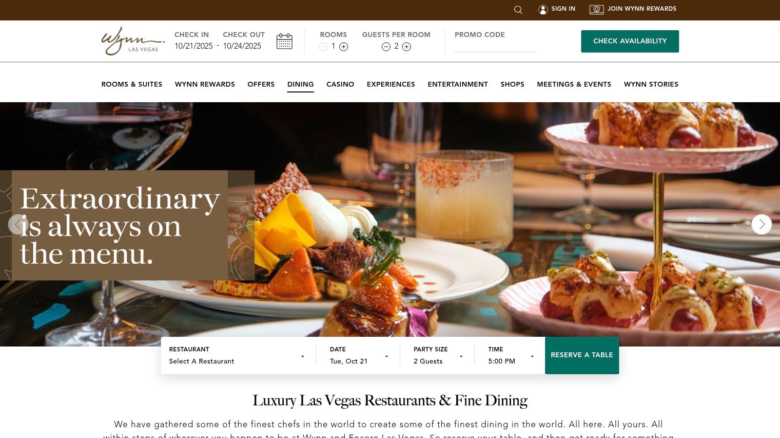 Wynn Las Vegas & Encore — Official Dining