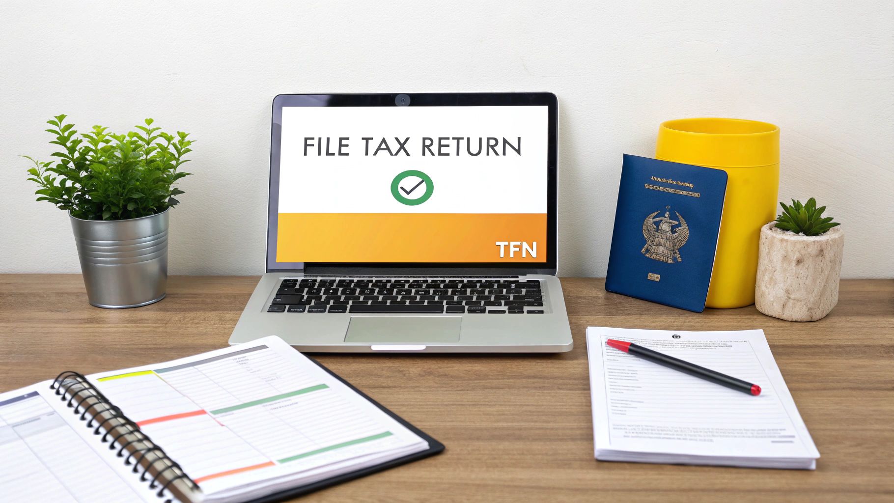 Person working on a laptop to lodge a tax return