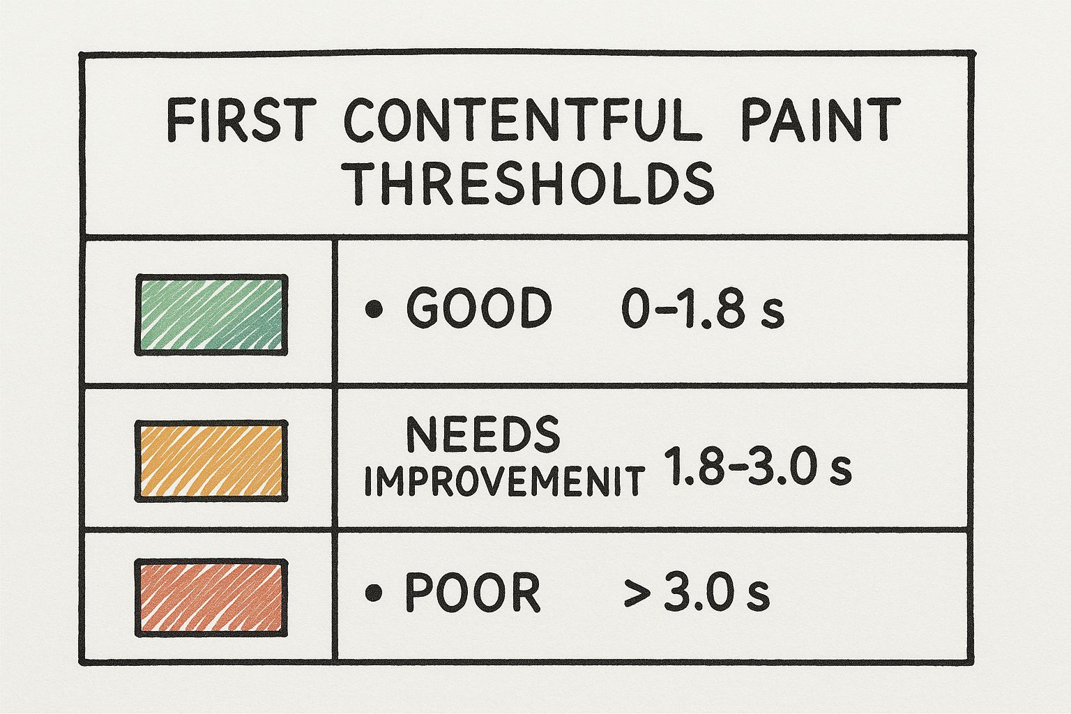 Infographic showing key data about First Contentful Paint (FCP)