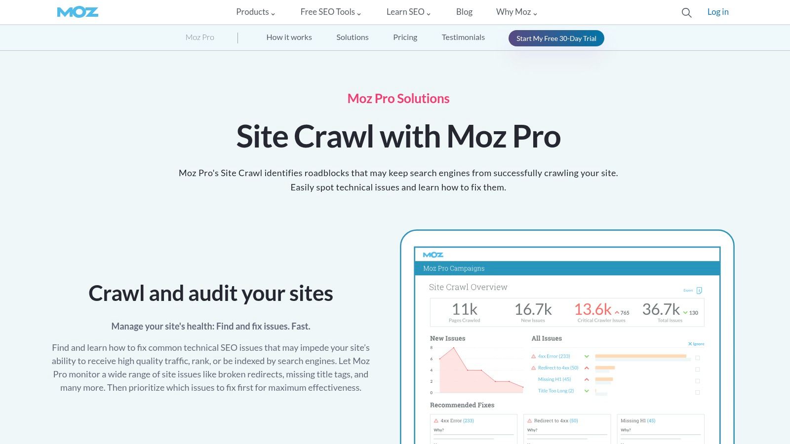 Moz Pro Site Crawl
