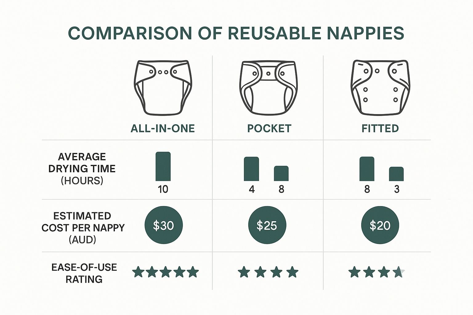 Infographic about best reusable nappies australia